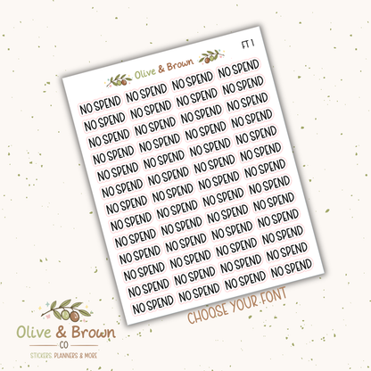 No Spend II Script Sheet