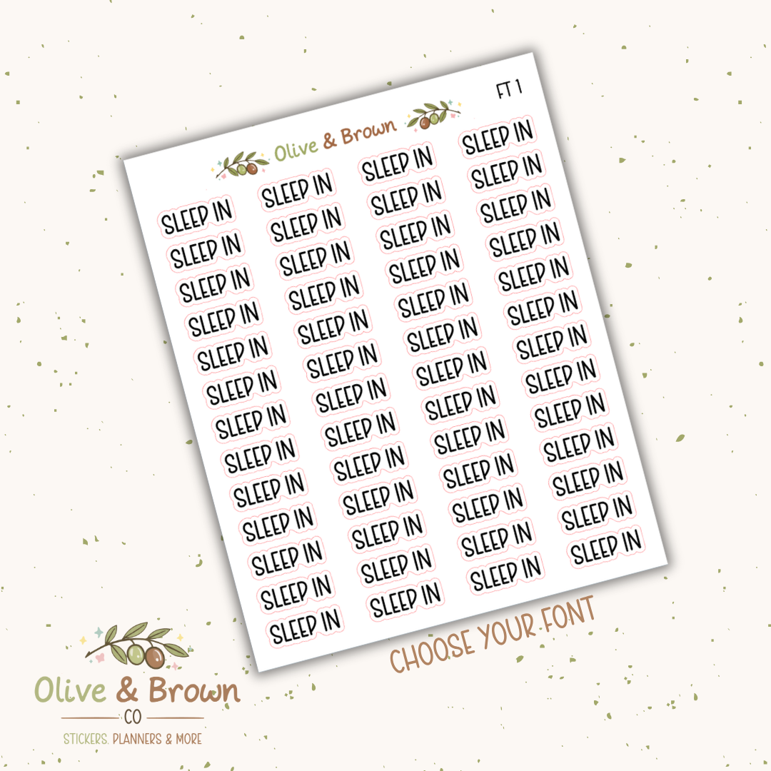 Sleep In II Script Sheet
