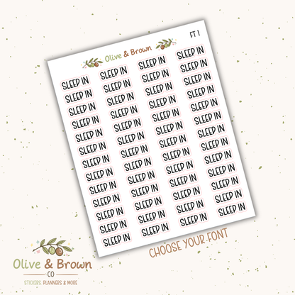 Sleep In II Script Sheet