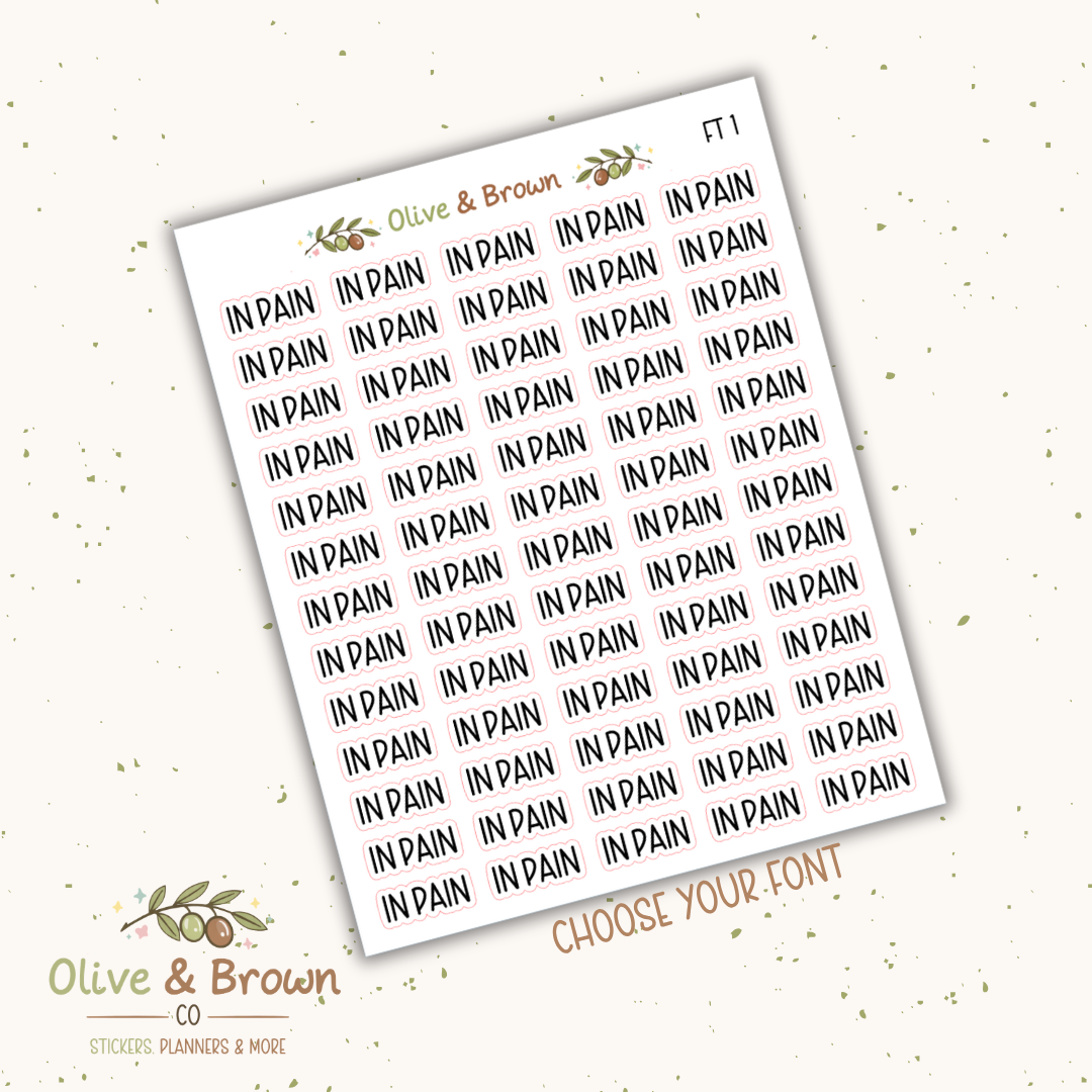 In Pain II Script Sheet