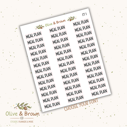 Meal Plan II Script Sheet