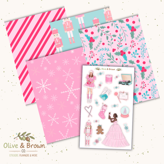 Pink Xmas II Junk Journaling Kit